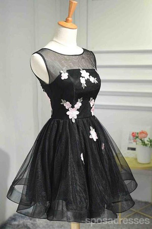 Popular ilusão de preto barato Homecoming vestidos curtos on-line, CM640