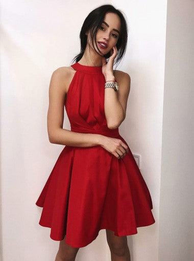 Simples Sexy Red Open Back baratos curtos regresso a casa vestidos online, CM614