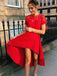 High Neck Red Kurze Ärmel Hoch Low Günstig Short Homecoming Dresses Online, CM618