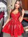 Tiras de renda vermelho barato vestidos curtos de regresso a casa on-line, CM626