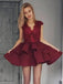 Burgundy Cap Sleeves Lace Cheap Short Homecoming Dresses Online, CM661