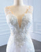 V Neck Side Slit Lace Mermaid Wedding Dresses, Cheap Wedding Gown, WD723