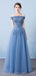 Off Shoulder Dusty Blue Long Evening Prom Dresses, Cheap Custom Party Prom Dresses, 18591