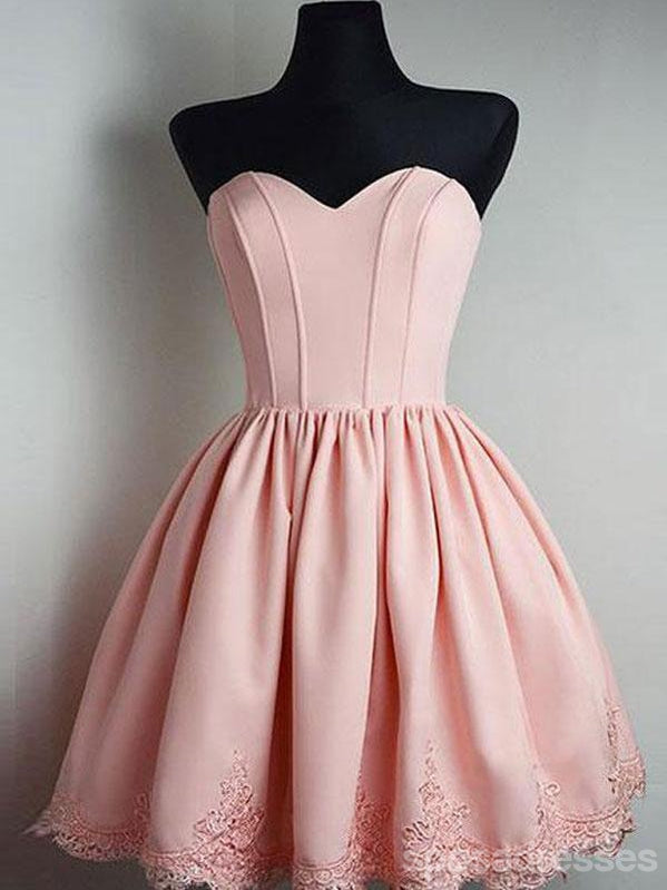 Cheap Short Simple Cute Sweetheart Pink Homecoming Dresses 2018, CM480