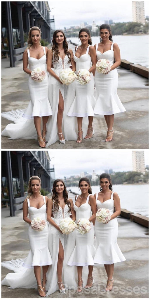 Off White Short Mermaid Straps Cheap Bridesmaid Dresses Online, WG670