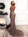 Rose Gold Serquina Sereia Longa Noite Vestidos de Baile, Cheap Custom Party Prom Dresses, 18579