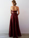 Sexy Two Pieces Halter Maroon Long Evening Prom Dresses, Cheap Sweet 16 Dresses, 18370