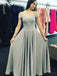 Simple Fashion Off Shoulder Grey Lace Floor Length Custom Long Evening Prom Dresses, 17378