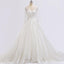 Long Sleeve Lace Beaded See Through A line Wedding Bridal Dresses, Affordable Custom Made Wedding Bridal Dresses, WD264