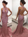 Sexy Backless Halter Rhinestone Mermaid Floor Length Custom Long Evening Prom Dresses, 17380