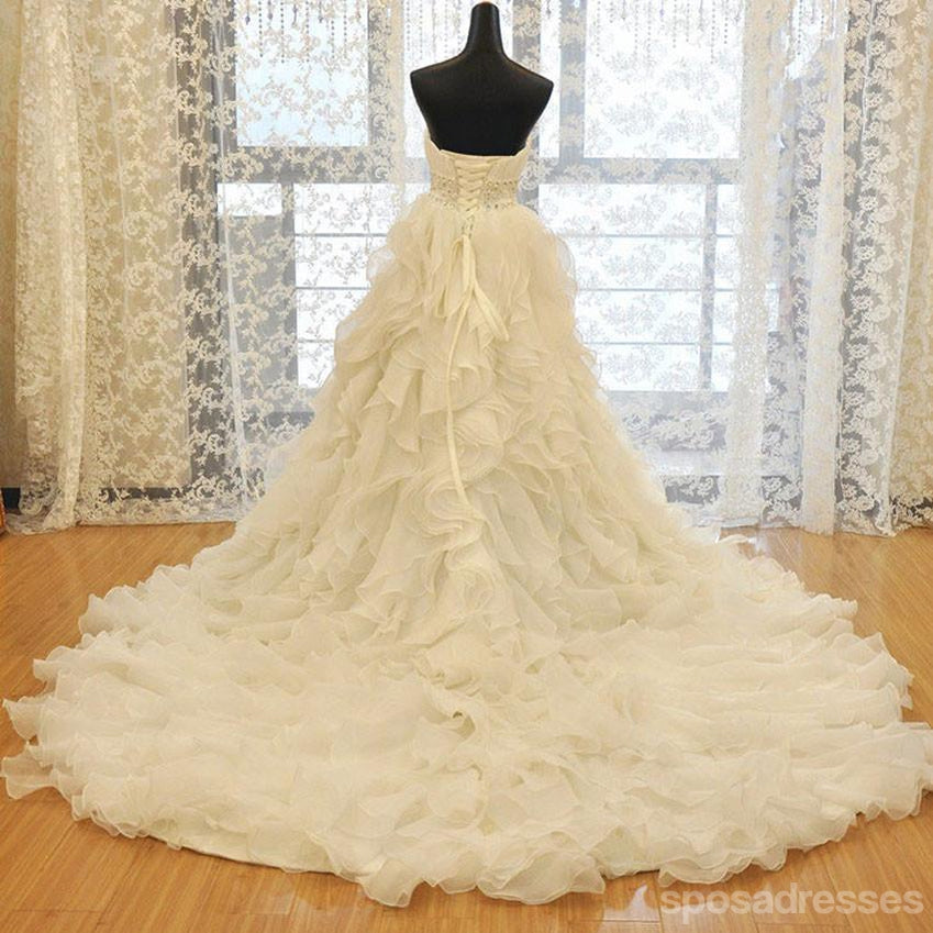 Strapless Organza A-line Ruffle Custom Wedding Dresses Online, WD358