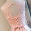 Scoop Neckline Peach Lace Cute Homecoming Prom Dresses, Affordable Short Party Prom Dresses, Perfect Homecoming Dresses, CM311