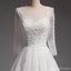 Sexy See Through Long Sleeve Lace A line Wedding Bridal Dresses, Affordable Custom Made Wedding Bridal Dresses, WD266