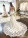 Floral Mermaid Backless V-neck Straps Handmade Lace Wedding Dresses,WD758