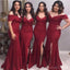 Off Shoulder Side Slit Mermaid Cheap Long Cheap Bridesmaid Dresses Online, WG634