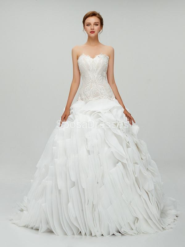 Sweetheart Ball Gown Organza Vestidos de Noiva Longos Online, Vestidos de Noiva Barato, WD550