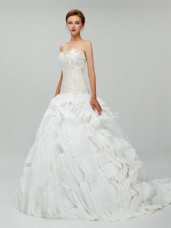 Sweetheart Ball Gown Organza Vestidos de Noiva Longos Online, Vestidos de Noiva Barato, WD550