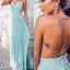 Günstige Einfache Chiffon Open Back Billig Tiffany Blau Prom Kleid, Junior-Sexy Lange Hochzeit Party Kleider, WG50