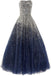 Strapless Navy Sparkly A-line Long Evening Prom Dresses, Cheap Custom Sweet 16 Dresses, 18544