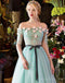 Green Off Shoulder Lace Perlen Abend Abendkleider, Günstige Custom Sweet 16 Kleider, 18484