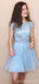 Manches courtes Blue Sequin Sparkly Cheap Short Homecoming Robes en ligne, Robes de bal court bon marché, CM831