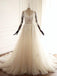 High Neck See Through A-line Lace Long Custom Cheap Wedding Bridal Dresses, WD298