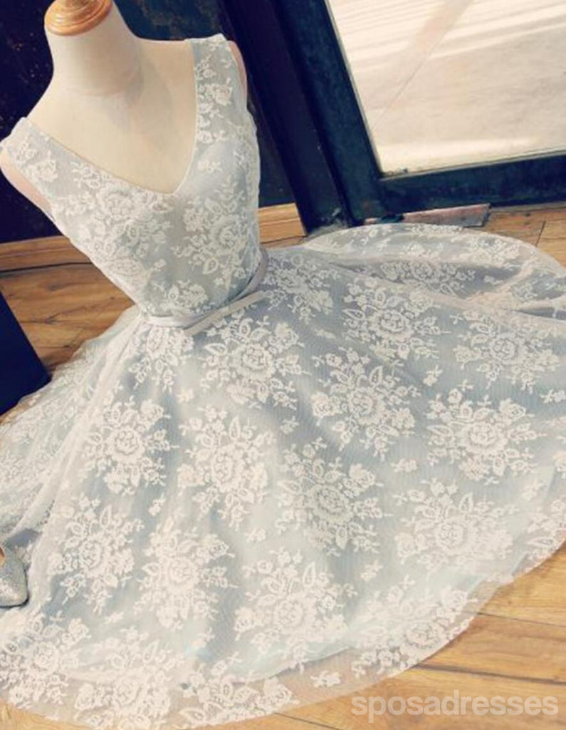 V decote cadarço cinza vestidos de baile para os estudantes de regresso para casa curtos atraentes, baile para os estudantes partidário curto disponível 16 vestidos doces, vestidos de coquetel de regresso para casa perfeitos, CM361