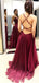 Sexy Backless V Neck Brown Long Evening Prom Dresses, Cheap Custom Sweet 16 vestidos, 18454