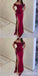 Red Mermaid Off Shoulder Side Slit Cheap Long Bridesmaid Dresses,WG1566