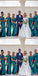 Mismatched Teal Mermaid Cheap Long Bridesmaid Dresses Online,WG1452