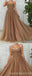 Sweetheart Neck Gold Sequin A-line Vestidos largos baratos del baile de fin de curso de la tarde, vestidos del baile de fin de curso del partido de tarde, 12350