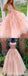 Peach Lace A-line Spaghetti Straps Cheap Long Prom Dresses Online,12807