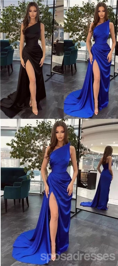 One Shoulder Mermaid High Slit Cheap Long Bridesmaid Dresses,WG1334