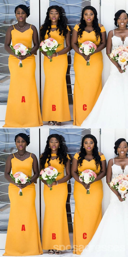 Mismatched Yellow Mermaid Cheap Long Bridesmaid Dresses,WG1419