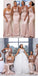 Light Pink Mermaid One Shoulder Cheap Long Bridesmaid Dresses,WG1443