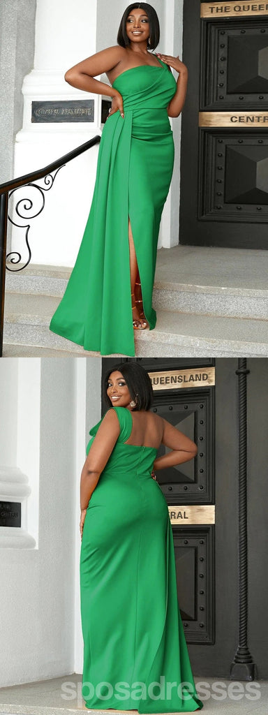 Green Mermaid One Shoulder Cheap Long Bridesmaid Dresses,WG1633