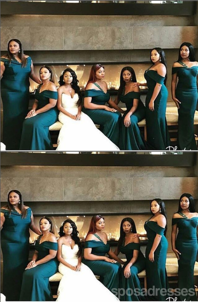 Sexy Teal Mermaid Off Shoulder Cheap Long Bridesmaid Dresses,WG1612