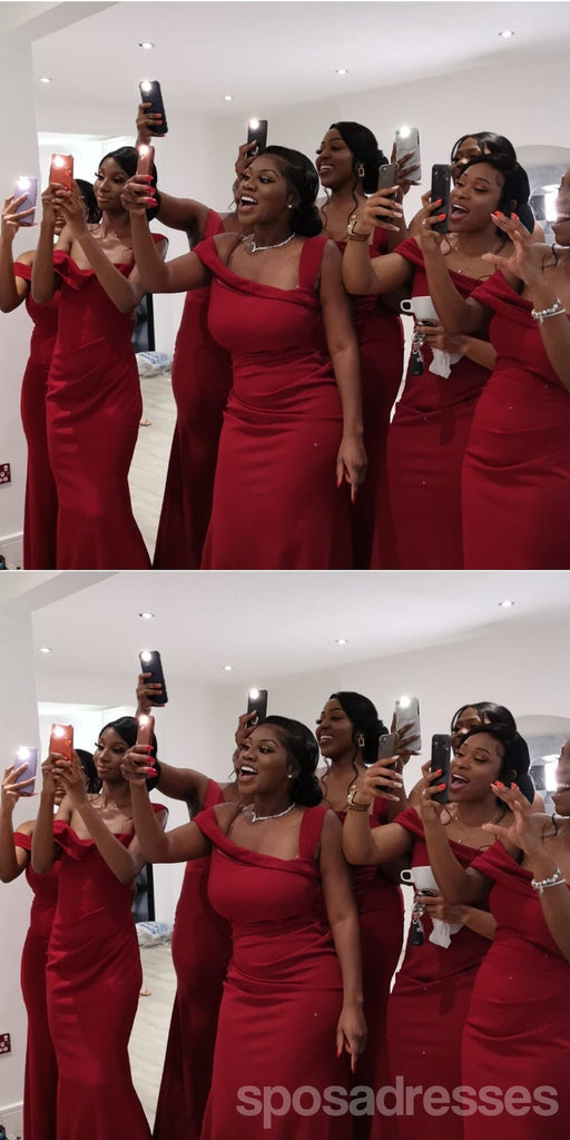 Sexy Red Mermaid Cheap Long Bridesmaid Dresses,WG1638