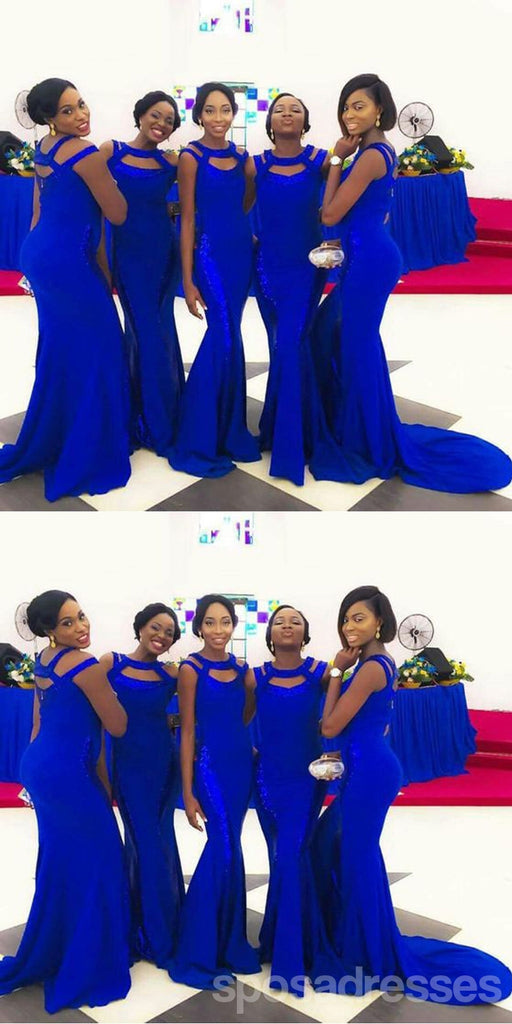 Unique Royal Blue Mermaid Cheap Long Bridesmaid Dresses Online,WG1395