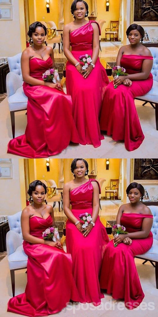 Mismatched Red Mermaid Cheap Long Bridesmaid Dresses Online,WG1654