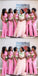 Pink Mermaid Halter Side Slit Cheap Long Bridesmaid Dresses,WG1535