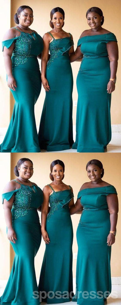 Mismatched Teal Mermaid Cheap Long Bridesmaid Dresses,WG1474