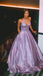 Spaghetti Straps Shiny Purple A-line Cheap Long Evening Prom Dresses, Evening Party Prom Dresses, 12147