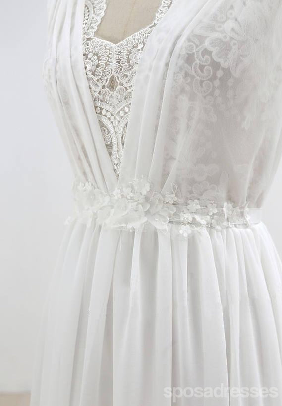 Élégant V Neck Cheap Beach Wedding Dresses Online, WD374