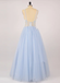 Pale Blue See Through Lace Cheap Long Evening Prom Dresses, Cheap Custom Sweet 16 Dresses, 18518