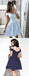 Simple Spaghetti Straps Off Shoulder Satin Short Cheap Homecoming Dresses Online, CM832