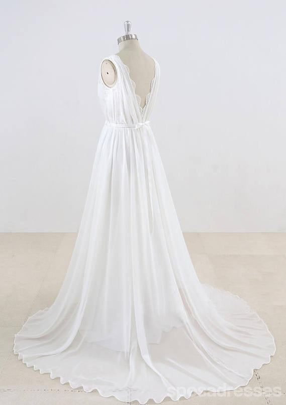 Élégant V Neck Cheap Beach Wedding Dresses Online, WD374