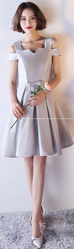 Silver Gray Short Mismatched Simples Short Bridesmaid Dresses Online, WG504