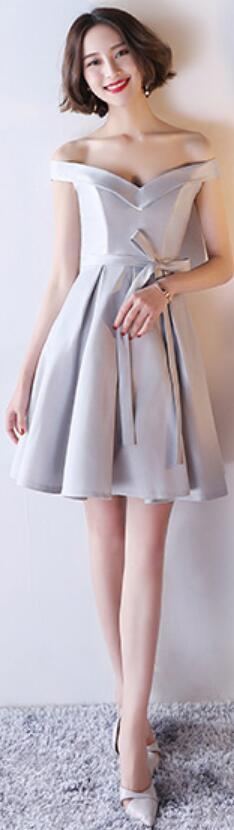 Silver Gray Short Mismatched Simple Short Bridesmaid Dresses Online, WG504