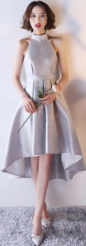 Silver Gray Short Mismatched Simple Short Bridesmaid Dresses Online, WG504